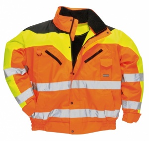 High Visibility Orange Three Tone Contrast Waterproof Bomber Jacket